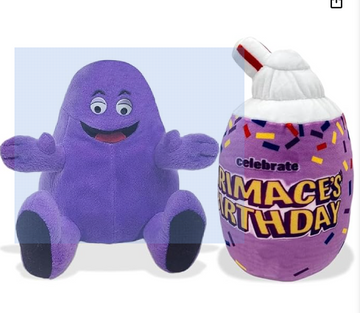 Hashibira Grimace Shake Yellow Hat Plush Toy Plushie Stuffed Animal Toy Game Doll Toy Christmas Stuffed Doll Birthday Gift for Kids Children (2 PCS)